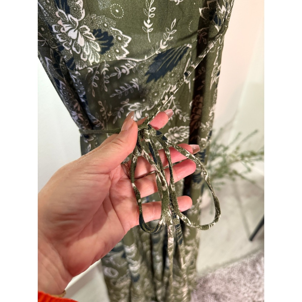 Reformation Orchid Maxi Dress Green Paisley Tie Front 2 xs euc floral wedding - Picture 12 of 14